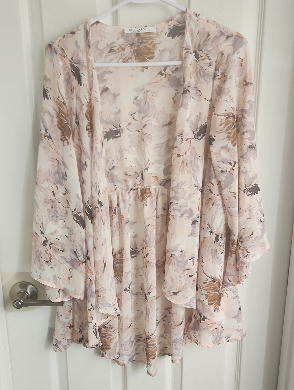 Chris & Carol Floral Chiffon Coverup in Blush, Taupe & Gray